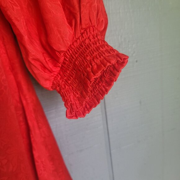 Urban Outfitters Rebecca Puffy Long Sleeve Mini Chiffon Red Dress. Size SP - Picture 3 of 7